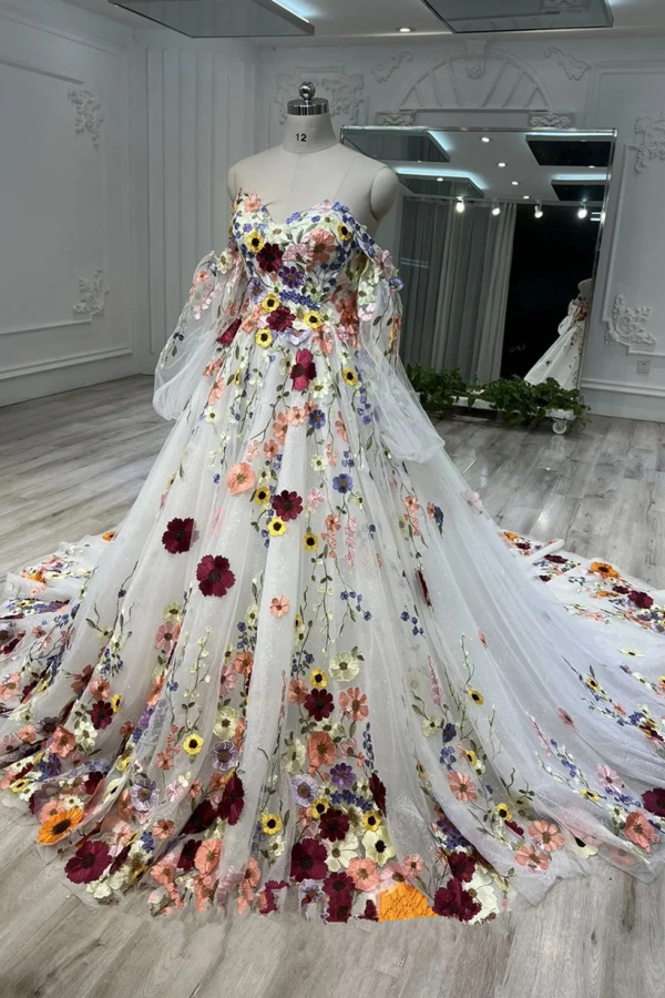 3d floral formal dress Jovani 06426 Prom Long Formal Sexy High Slit Dress main image 1