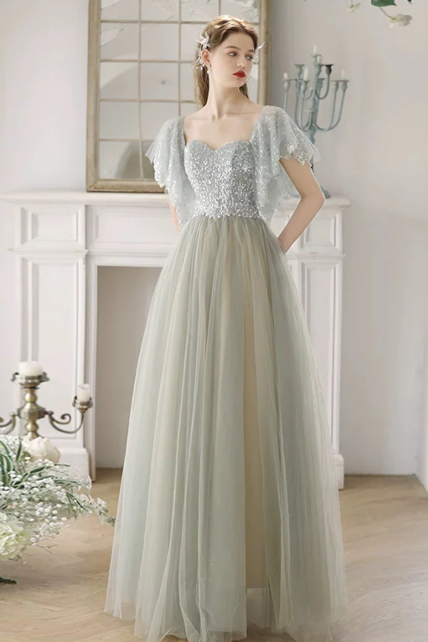 slim fit dress slacks Vintage Mint Green V-Neck Prom Dress Sequin Embroidery Long Party Dres –  DSProm main image 0