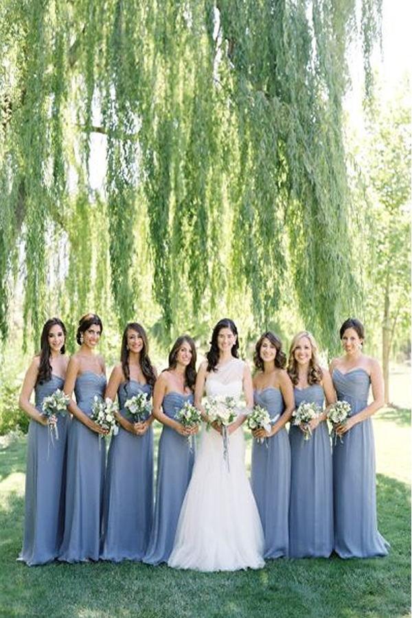 Pretty A Line Long Sweetheart Simple Cheap Chiffon Bridesmaid Dresses –  Promfast