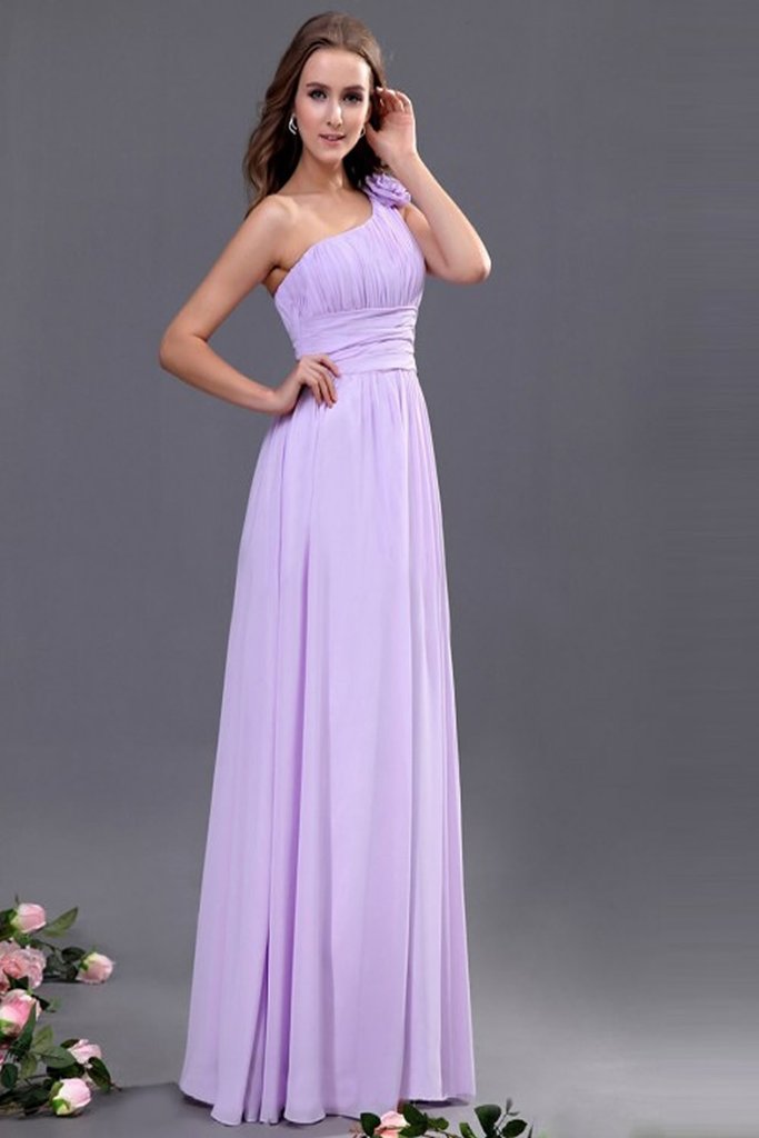 fitted lace wedding dress Violet One Shoulder Chiffon Empire Long Prom Dresses PFB0093 – Promfast
