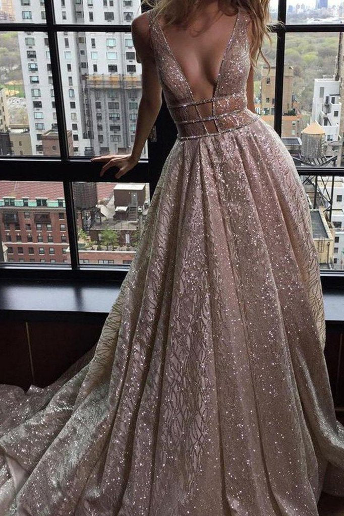 open lace back dress Luxurious Silver Rhinestone Velvet Sequin Prom Dress main image 0