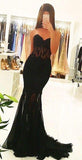 Black Sweetheart Mermaid Sexy Lace Prom Dress,Long Black Evening Dresses PFP0969