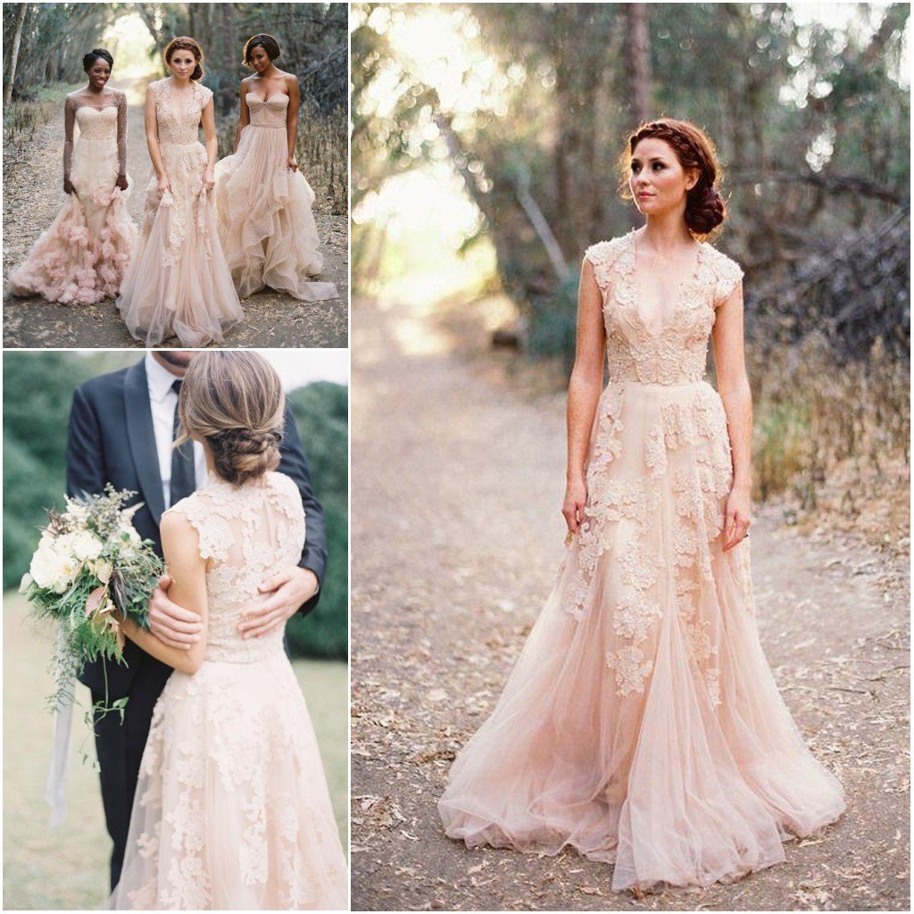A-line Tulle Knee-length Pearl Pink Dress (2003224887) main image 0