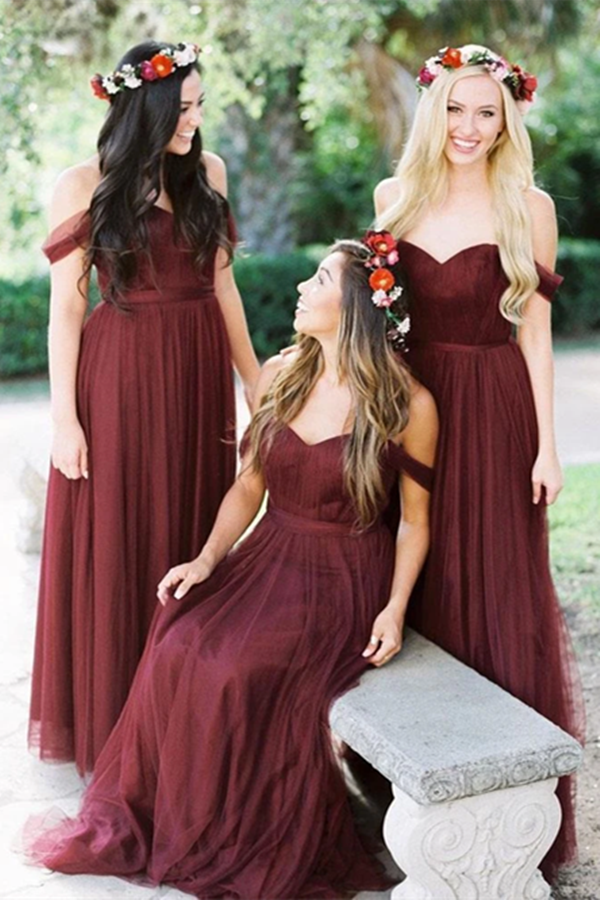 Promfast Cheap Burgundy Bridesmaid Dresses Long Bridesmaid Dresses PFB