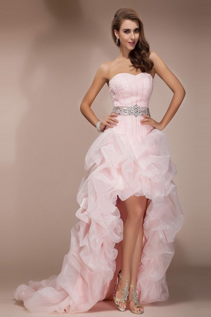 Pink High Low Backless Beaded Short Front Long Back Prom Dresses PFP13 Promfast Pink High Low Backless Beaded Short Front Long Back Prom Dresses PFP13 Promfast