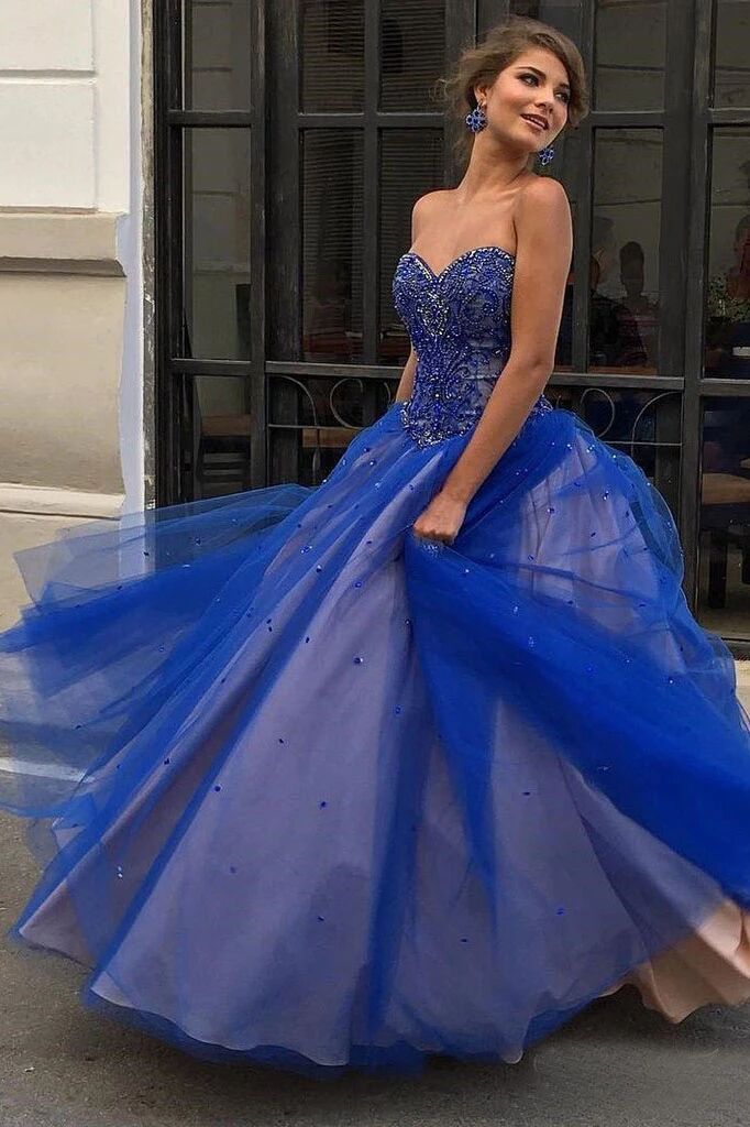Strapless Royal Blue Prom Dresses Sweetheart Ball Gowns PFP1523 Promfast Strapless Royal Blue Prom Dresses Sweetheart Ball Gowns PFP1523 Promfast