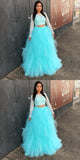 Full Sleeve Evening Dress, Two Piece Tulle Lace Top Prom Dress, Elegant Formal Dress PFP0118
