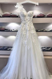Sweetheart Lace Applique Long Prom Dress, Off White Evening Dress PFP0161