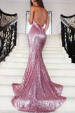 Charming Mermaid V-neck Spaghetti Straps Sleeveless Sequins Dresses PFP0200