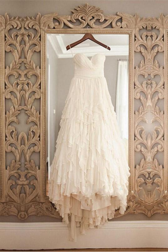 Princess A Line Sweetheart Hi-Low Tiered Chiffon Wedding Dress PFW0095