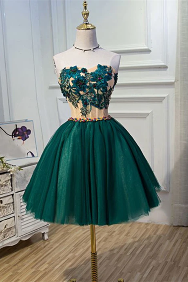 Dark green short prom dress clearance