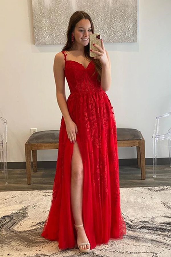 red lace graduation dress Burgundy Aline Lace Long Prom Dress, Burgundy Tulle Formal Graduation Dress US 12 / Custom Color