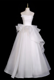 A Line Organza White Long Prom Dress, White Long Prom Dress PFP2897