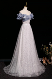Lovely A Line Sequins Off Shoulder Long Party Dress, Sweetheart Floor Length Prom Dress PFP2906