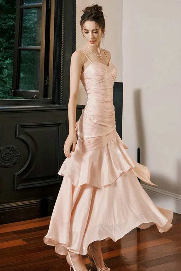 A Line Sweetheart Neck Satin Pink Long Prom Dress,Formal Dress PFP2909