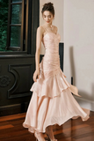 A Line Sweetheart Neck Satin Pink Long Prom Dress,Formal Dress PFP2909