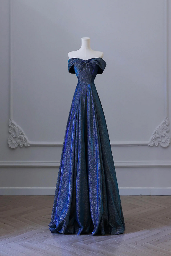 A Line Long Sleeves V Neck Dark Blue Prom Dresses With Appliques PFP05 Promfast A Line Long Sleeves V Neck Dark Blue Prom Dresses With Appliques PFP05 Promfast