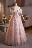 Elegant evening gown on a mannequin in a room setting