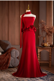 Mermaid Strapless 3D Flower Prom Dress