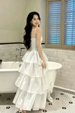 Light Blue Tulle Short Sleeves Long Prom Dress with Lace, Light Blue Shiny Floor Length Formal Gowns

