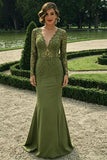 A Line Sweetheart Long Sleeve Prom Dress, Lace Burgundy Prom Dress PFP3024