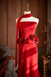 Mermaid Strapless 3D Flower Prom Dress