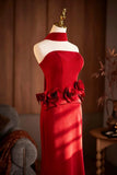 Mermaid Strapless 3D Flower Prom Dress