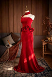 Mermaid Strapless 3D Flower Prom Dress