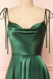 Simple Satin Long A Line Prom Dress, Spaghetti Straps Evening Dress PFP2397
