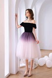 A Line Off the Shoulder Lovely Ombre Tulle Homecoming Dress PFH0446