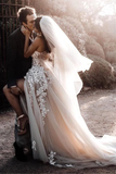 Gorgeous Sweetheart Front Split Tulle Wedding Dresses With Appliques PFW0647