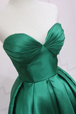Green Satin High Low Prom Dress, Cute Sweetheart Neck Evening Party Dress PFH0487