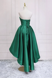 Green Satin High Low Prom Dress, Cute Sweetheart Neck Evening Party Dress PFH0487