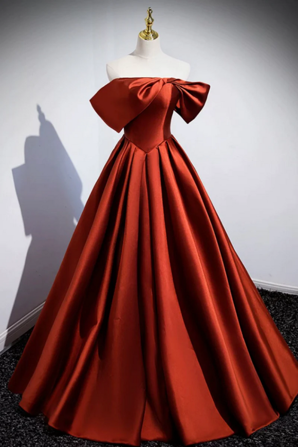 Caramel Floor Length Satin Formal Dress, Cute Off Shoulder A Line Even Promfast Caramel Floor Length Satin Formal Dress, Cute Off Shoulder A Line Even Promfast