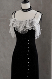 Black Mermaid Velvet Short Prom Dresses, Black Short Evening Dresses PFH0498