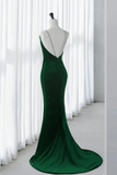 Green Mermaid Velvet Long Prom Dress, Green Long Evening Dress PFP2468