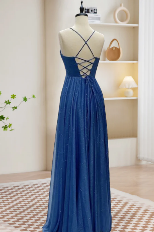 A Line Sweetheart Neck Blue Long Prom Dress, Backless Blue Long Evenin Promfast A Line Sweetheart Neck Blue Long Prom Dress, Backless Blue Long Evenin Promfast