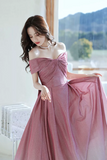 Beautiful Gradient Floor Length A Line Prom Dress, Off the Shoulder Evening Party Dress PFP2520