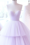 A Line Sweetheart Neck Tulle Purple Long Prom Dress, Purple Long Formal Dress PFP2541