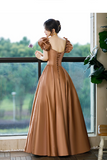 Cute Satin Long Prom Dresses, A Line Evening Dresses PFP2585