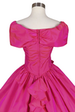Vintage 80s Pink Taffeta Full Skirt Prom Party Dress PFP2594