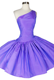 Vintage 80s Lavender Purple Taffeta Full Circle Skirt Prom Cocktail Party Dress PFP2595