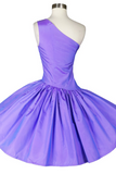 Vintage 80s Lavender Purple Taffeta Full Circle Skirt Prom Cocktail Party Dress PFP2595