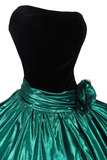 Vintage 80s Green Metallic Prom Party Dress PFP2597