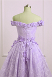 Cute Lace Light Purple High Low Homecoming Dress, Cute Sweetheart Prom Dress PFH0451