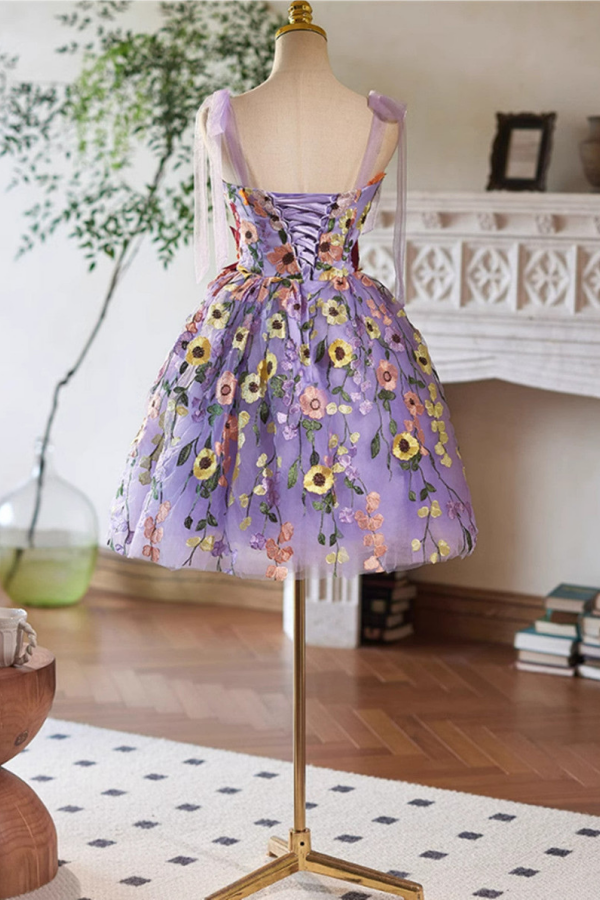 purple flower homecoming dress Wedtrend Women Purple Flower Short Homecoming Dress A Line Halter Printed  Tiered Cocktail Dress – WEDTREND main image 0