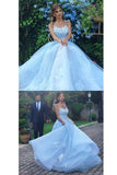 Light Blue Lace Appliques Ball Gown Prom Dress,Princess Prom Dress PFP0800