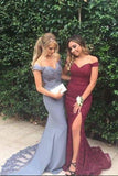 Sexy Mermaid Off the Shoulder Long Prom Dress With Lace