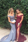 Sexy Mermaid Off the Shoulder Long Prom Dress With Lace PFP0803