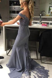 Sexy Mermaid Off the Shoulder Long Prom Dress With Lace PFP0803